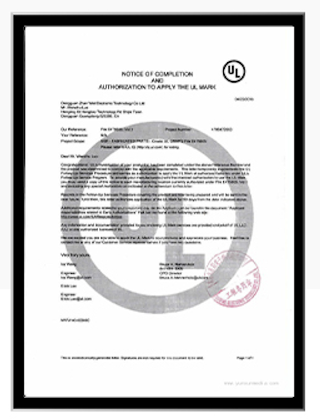 UL authorisation to apply the UL Mark issued by UL LLC