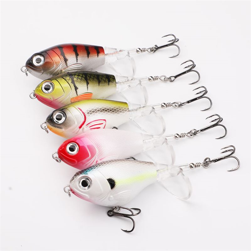 Cheery 17g Topwater Fishing Lure Floating Rotating Tail Plopping Minnow Surface Crankbait 