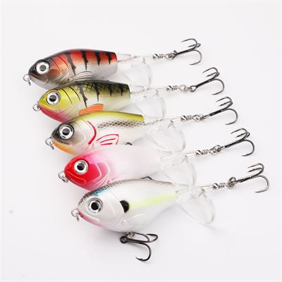 Cheery 17g Topwater Fishing Lure Floating Rotating Tail Plopping Minnow Surface Crankbait 