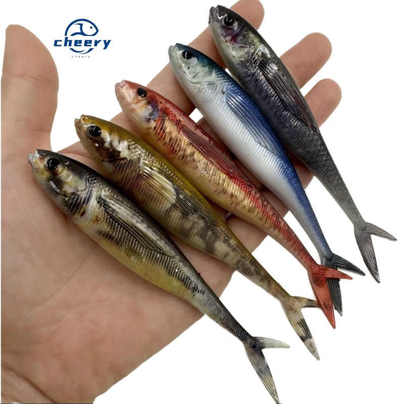 CHEERY Printed 12cm 3D PVC Fork Tail Soft Lure for Saltwater Fish Ocean Boat River Lake Se