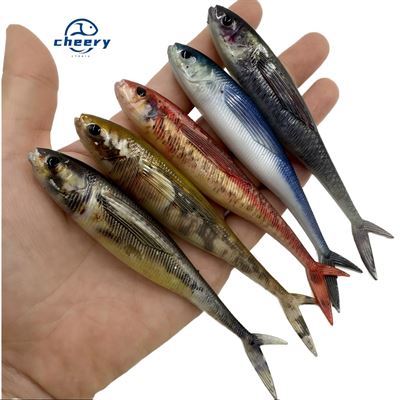 CHEERY Printed 12cm 3D PVC Fork Tail Soft Lure for Saltwater Fish Ocean Boat River Lake Se
