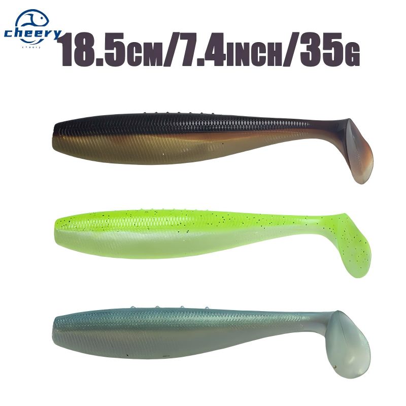 Cheery 18.5cm/35g Super Large T-tail Fish Stainless Steel Bionic Sinking Lure Soft Bait fo