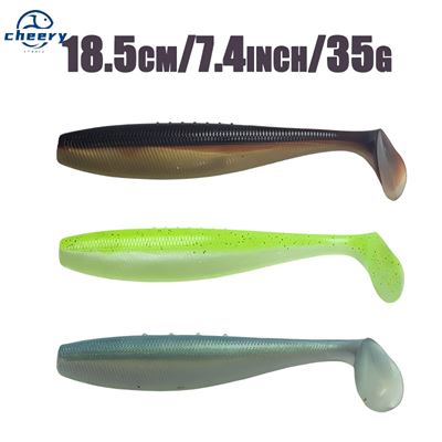 Cheery 18.5cm/35g Super Large T-tail Fish Stainless Steel Bionic Sinking Lure Soft Bait fo
