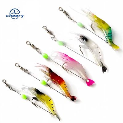 Cheery Bait Winter Fishing Set Luminous Shrimp Sabiki Midwater Baits Built-In Hooks Silico