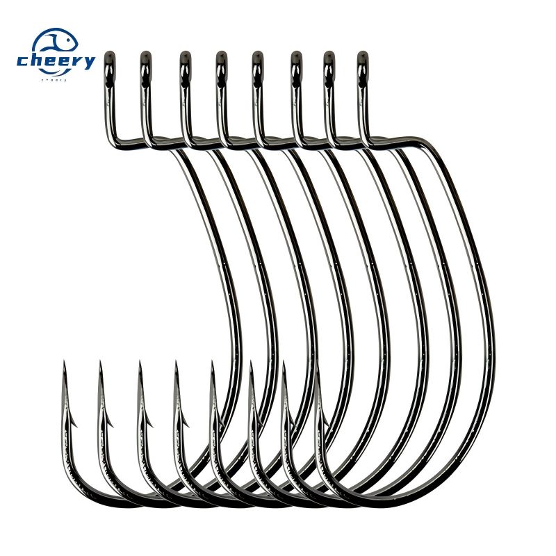 Cheery High Carbon Steel Worm Hooks for River Carp Fishing Texas Rig Soft Bait Wide Gap De