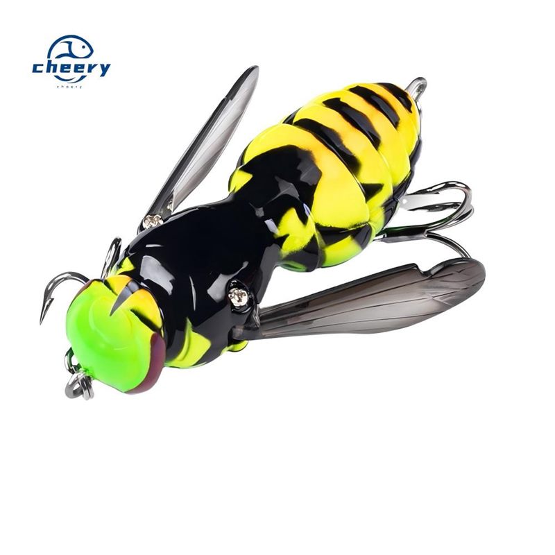 Cheery Floating Topwater Wasp Noise Popper Lure ABS Artificial Hard Bait for Black Bass Ca