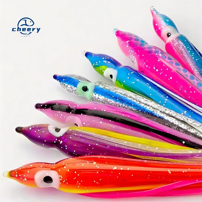 CHEERY Artificial Soft Bait Trolling Fishing Lure with Octopus Skirts and Luminous Squids