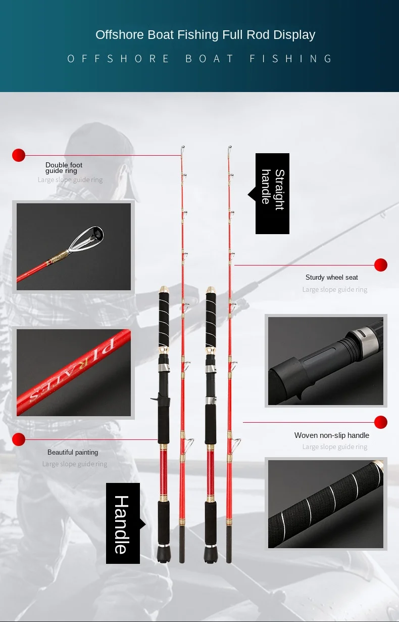 CHEERY Deep Sea Boat Fishing Rod glass steel Boat, raft pole - view 8