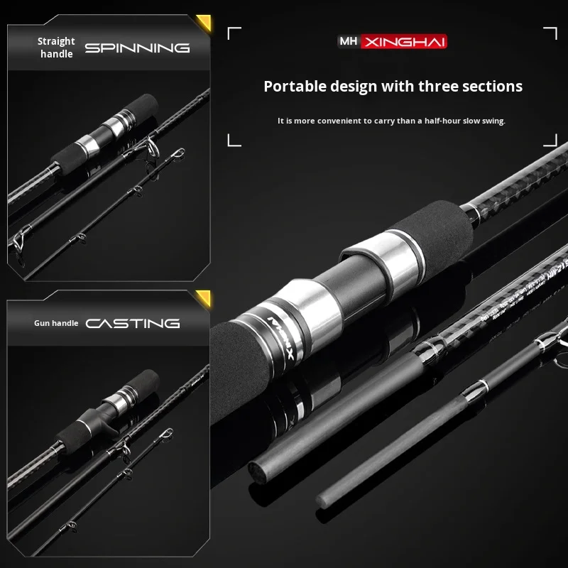Cheery Three Section Portable Plate Fishing Carbon Lure Rod - view 4