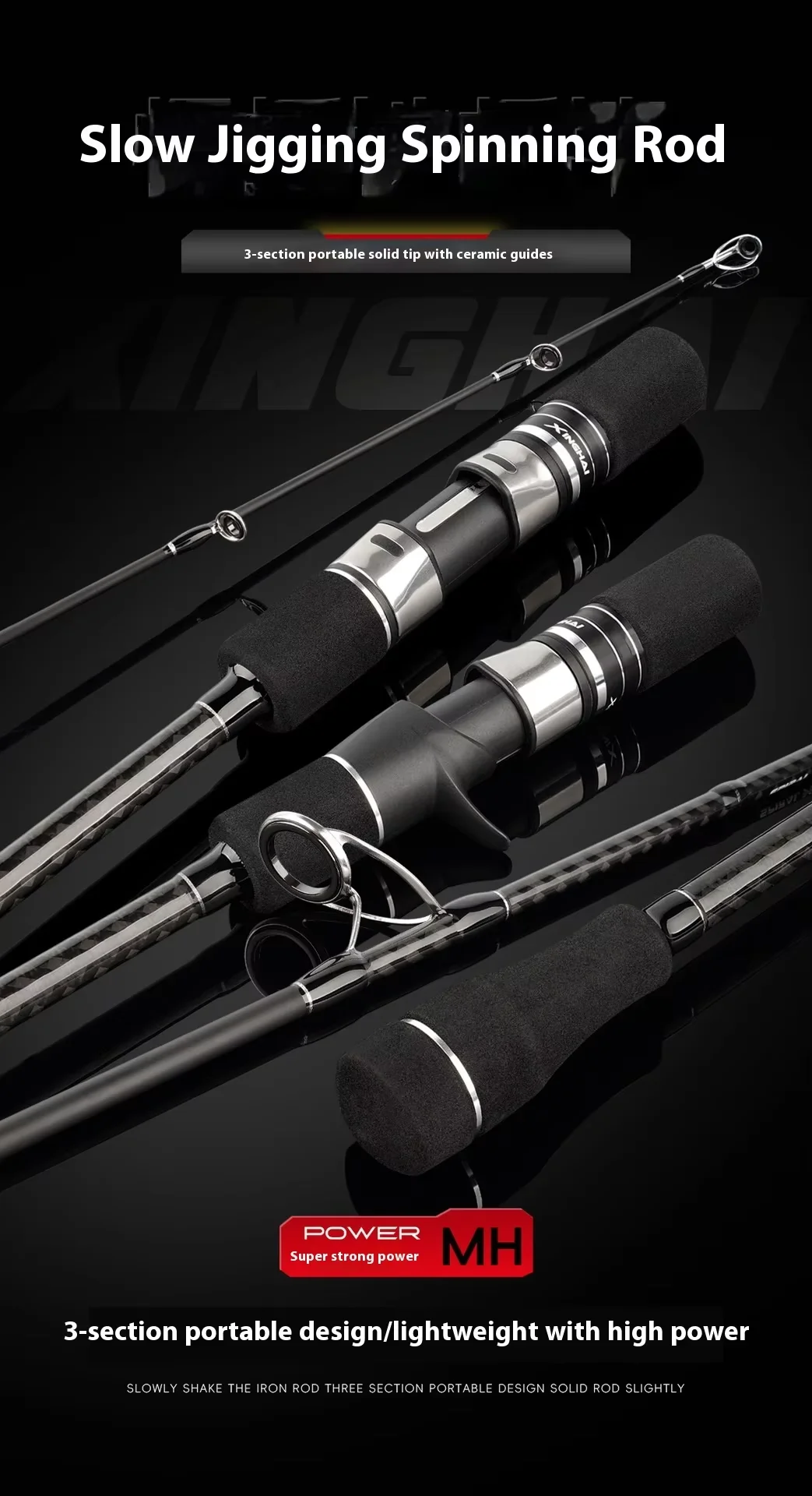 Cheery Three Section Portable Plate Fishing Carbon Lure Rod - view 7