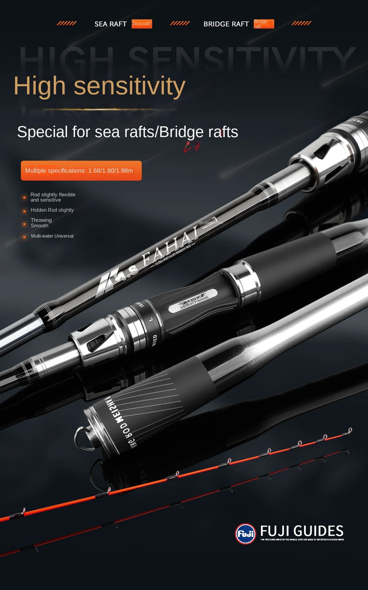 NEW Meisha Carbon Sea Raft Rod Carbon Raft Rod - view 7