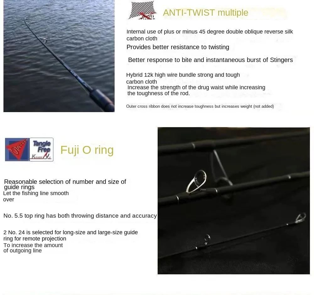 Cheery New Full Fuji Universal Long Carbon Lure Rod - view 11