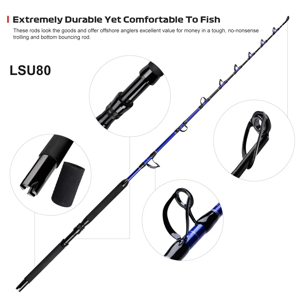 NOEBY Offshore Saltwater Rod Big Game Carbon Boat / Raft Rod - view 6