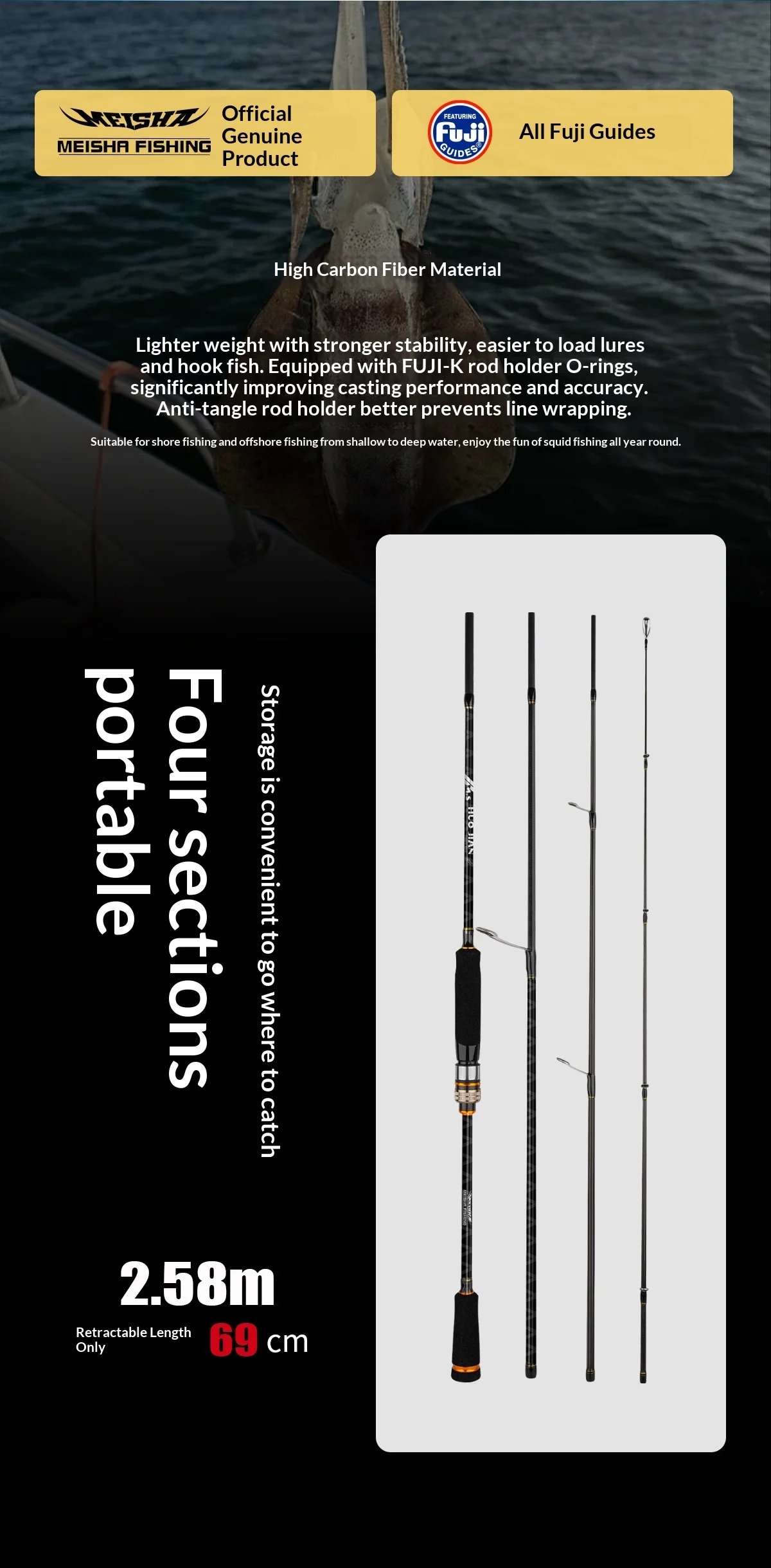 CHEERY NEW Sea Fishing Carbon Luya Carbon Luya Rod - view 9
