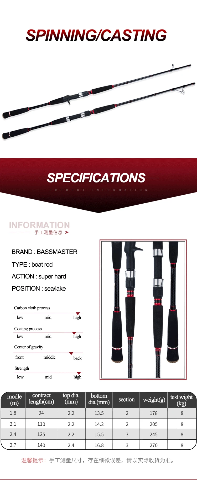 High Quality Carbon Fiber 1 8m Carbon Boat / Raft Rod - view 9
