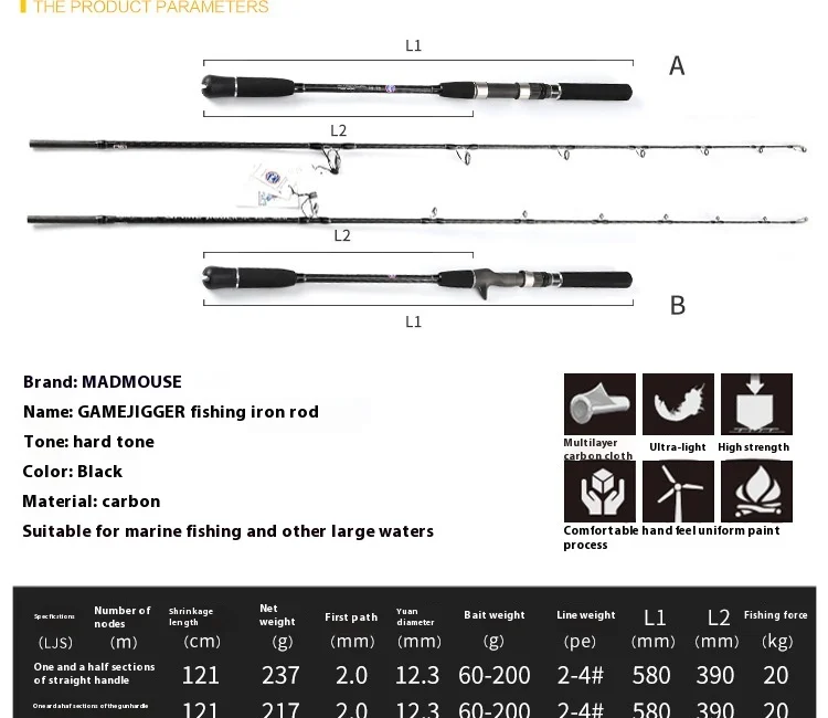 CHEERY Japan Saltwater Fuji 1 8m Carbon Lure Rod - view 11