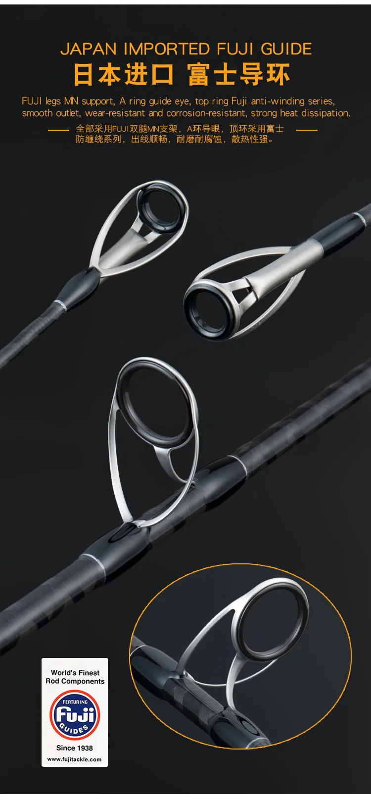 Lurekiller FUJI Parts 2 Section Deep Carbon Competition Rod - view 12