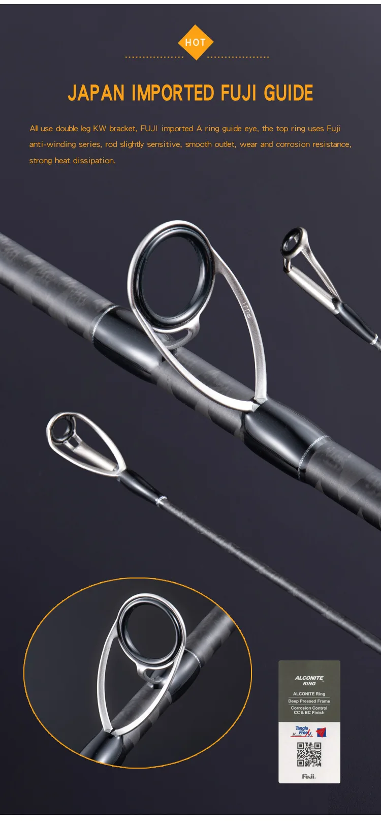 Lurekiller FUJI Parts 3 Section Sea Carbon Competition Rod - view 12