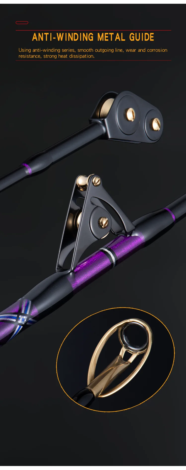 CHEERY Big Game SIC Roller Guide Carbon Boat / Raft Rod - view 13