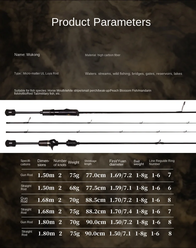 Demon Hunter Wukong Micro Carbon Horse Carbon Fishing Rod - view 12