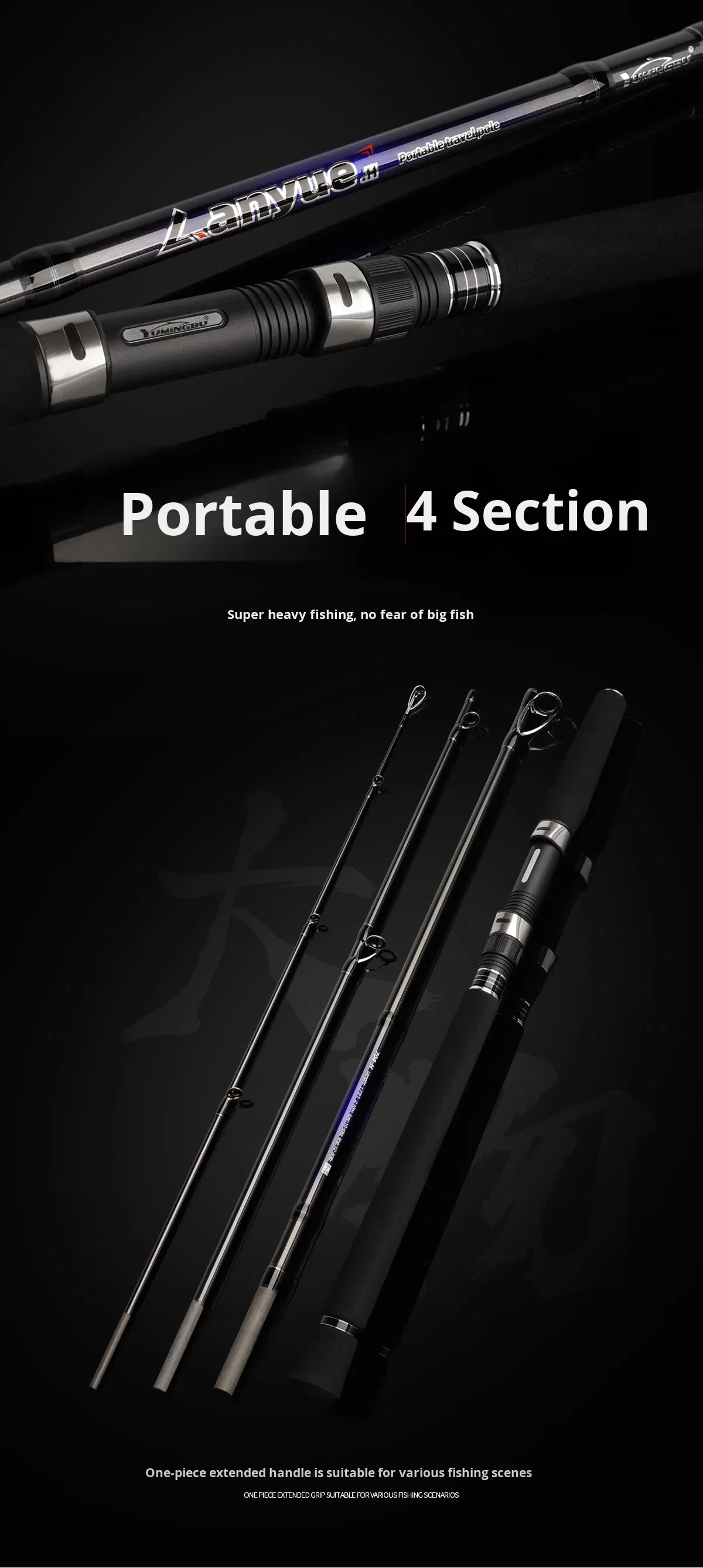 Multi Section Portable Carbon Fishing Rod Carbon Lure Rod - view 6