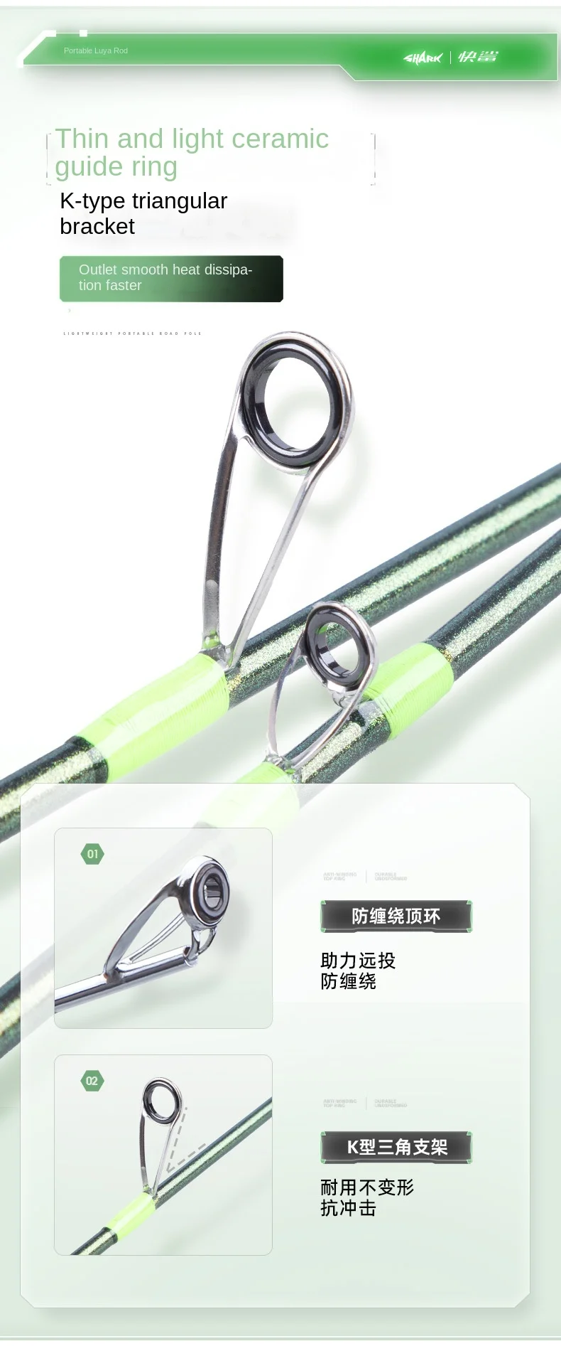 Fast Shark Fishing Fan Travel Road Various Fishing Rod - view 8