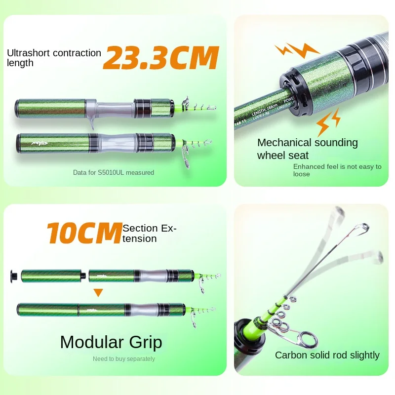 Fishing Fan Ultra Short Mini Telescopic Carbon Fishing Rod - view 3