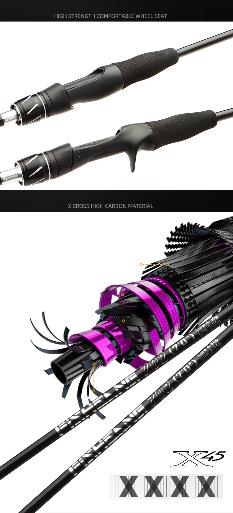 Cheery Wholesale Fishing Rod Black Warrior Carbon Fiber Lure Rod - view 11