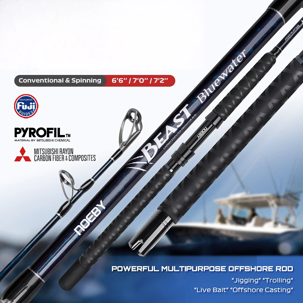 For BEAST Series BlueWater Carbon Hard Carbon Fishing Rod - view 4
