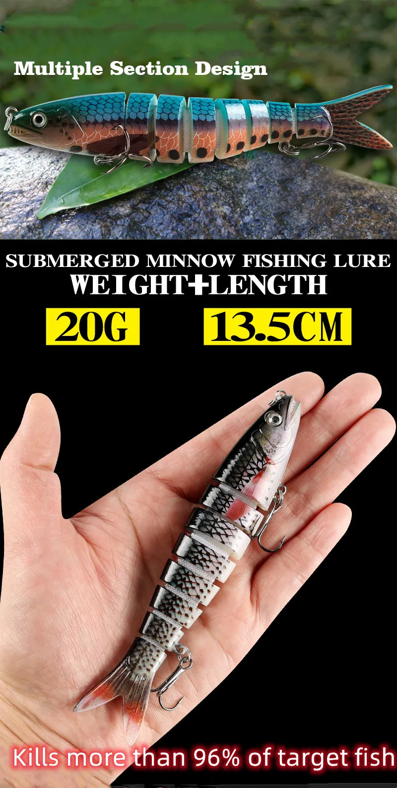 Cheery Wholesale 135mm 20G Jointed Swim ABS Swimbait - view 7