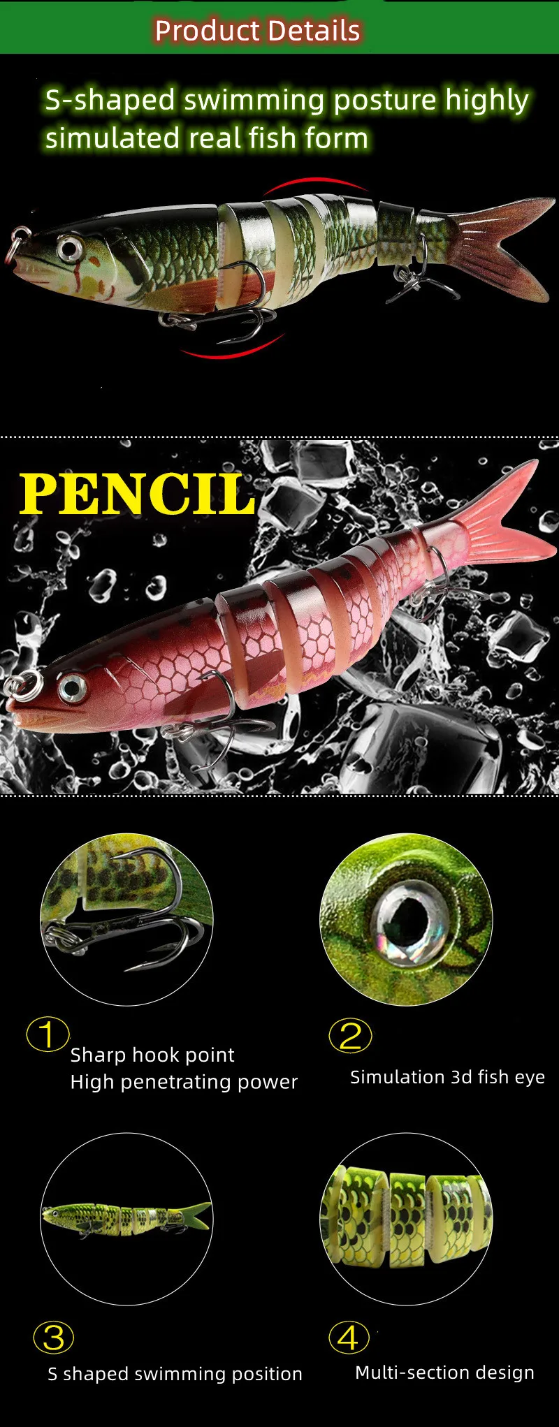 Cheery Wholesale 135mm 20G Jointed Swim ABS Swimbait - view 8