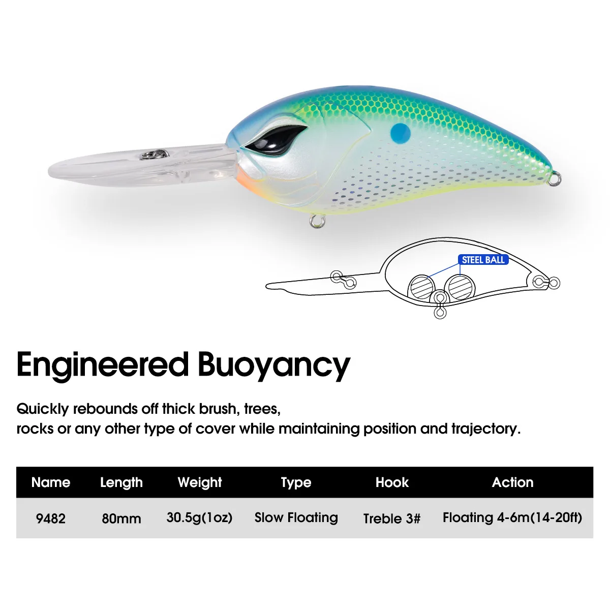 Bass Fishing Lure Hard Bait Lure ABS Crankbait - view 7