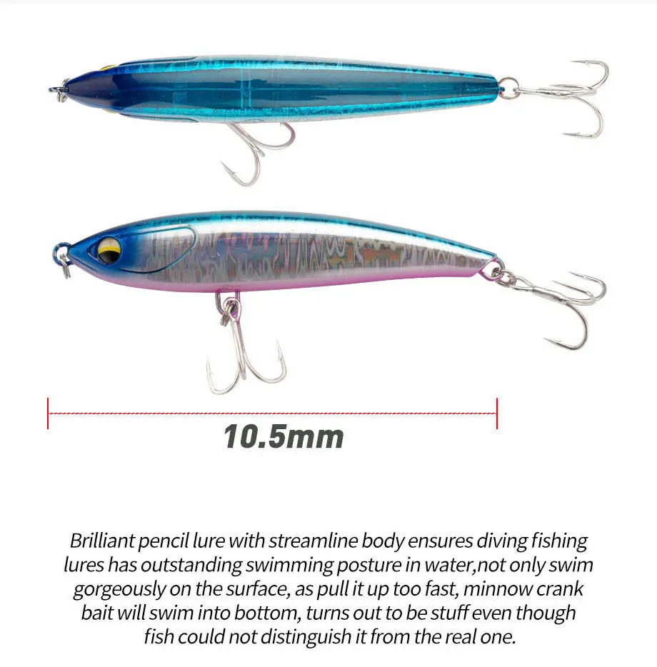 Cheery New 105mm 28 4g Long ABS Pencil Lure - view 7