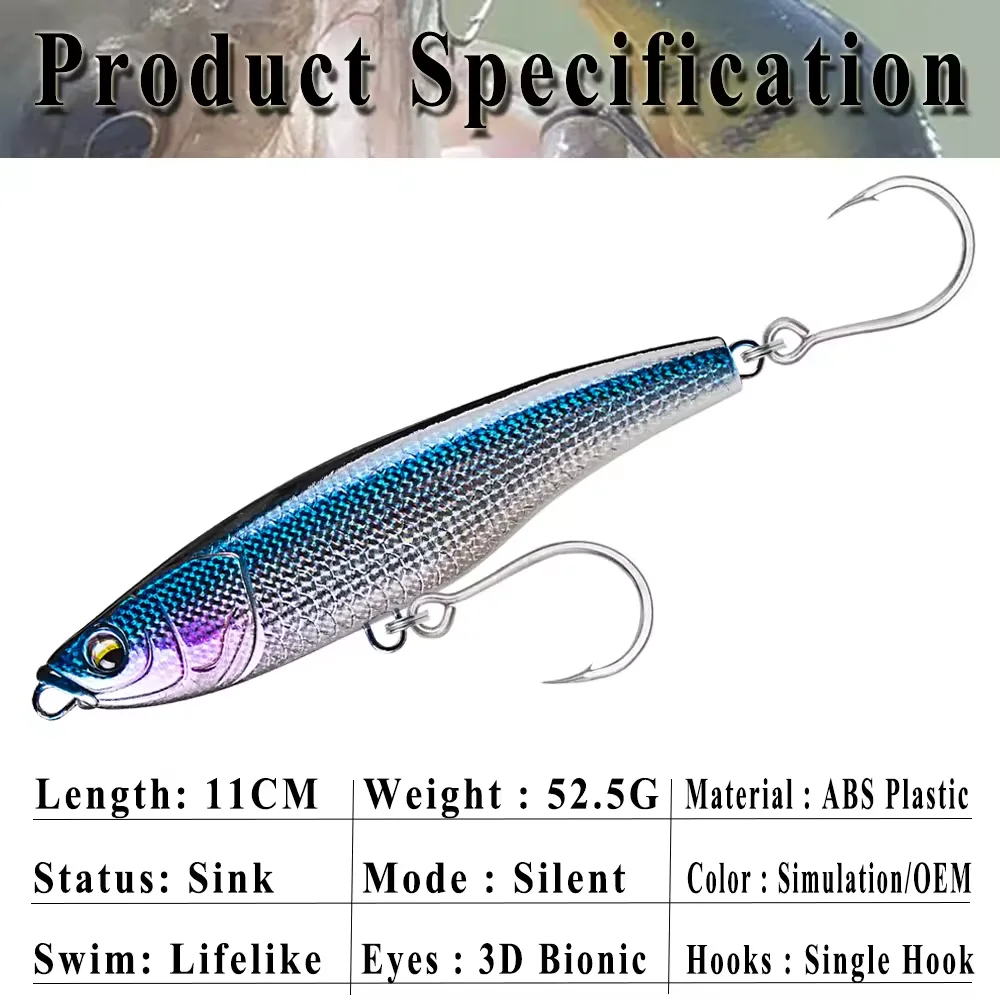 CHEERY 110mm 52 5g Saltwater Long ABS Pencil Lure - view 3