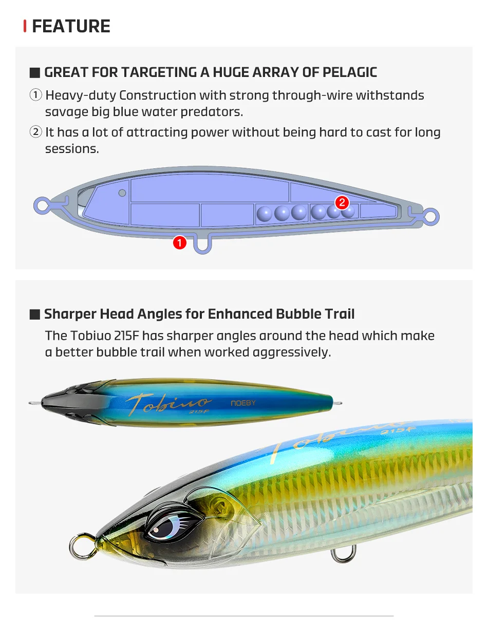 NOEBY 215mm 128g Floating Fishing Lure ABS Pencil Lure - view 11