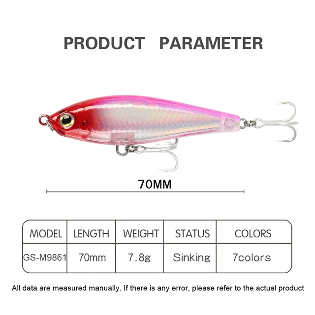Cheery 70mm 7 8g Slow Sinking ABS Lure Kit - view 2