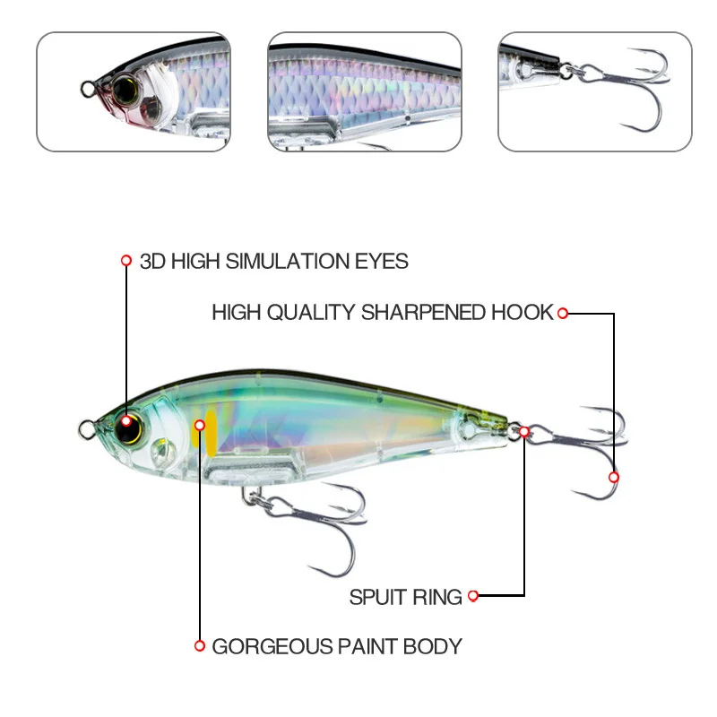 Cheery 70mm 7 8g Slow Sinking ABS Lure Kit - view 12