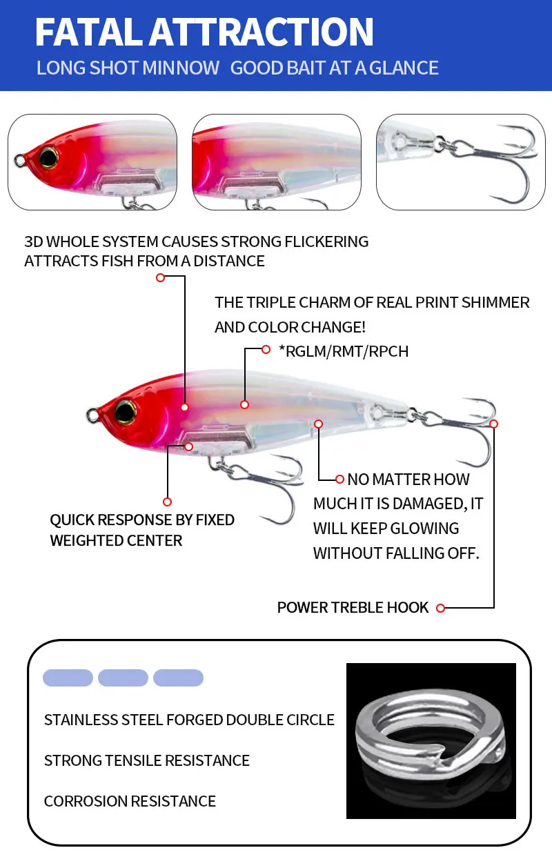 CHEERY 110mm 30g 3D Inshore Twitch ABS, ABS Plastic Pencil Lure - view 8