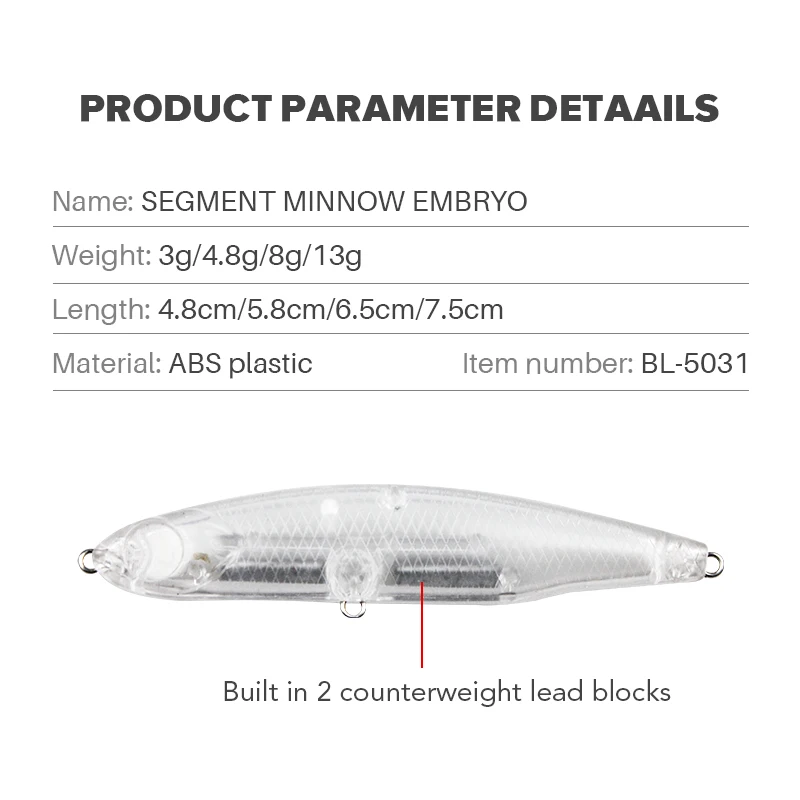 Lures Fishing Unpainted Plastic Lure Blank ABS Lure - view 2