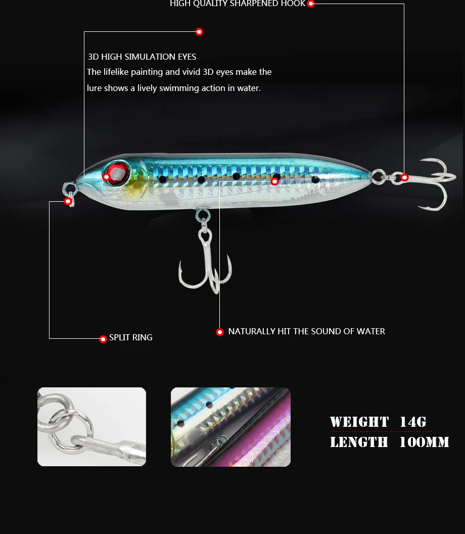 Cheery Cheery 100mm 14g Hard Plastic Abs plastic Pencil Lure - view 9