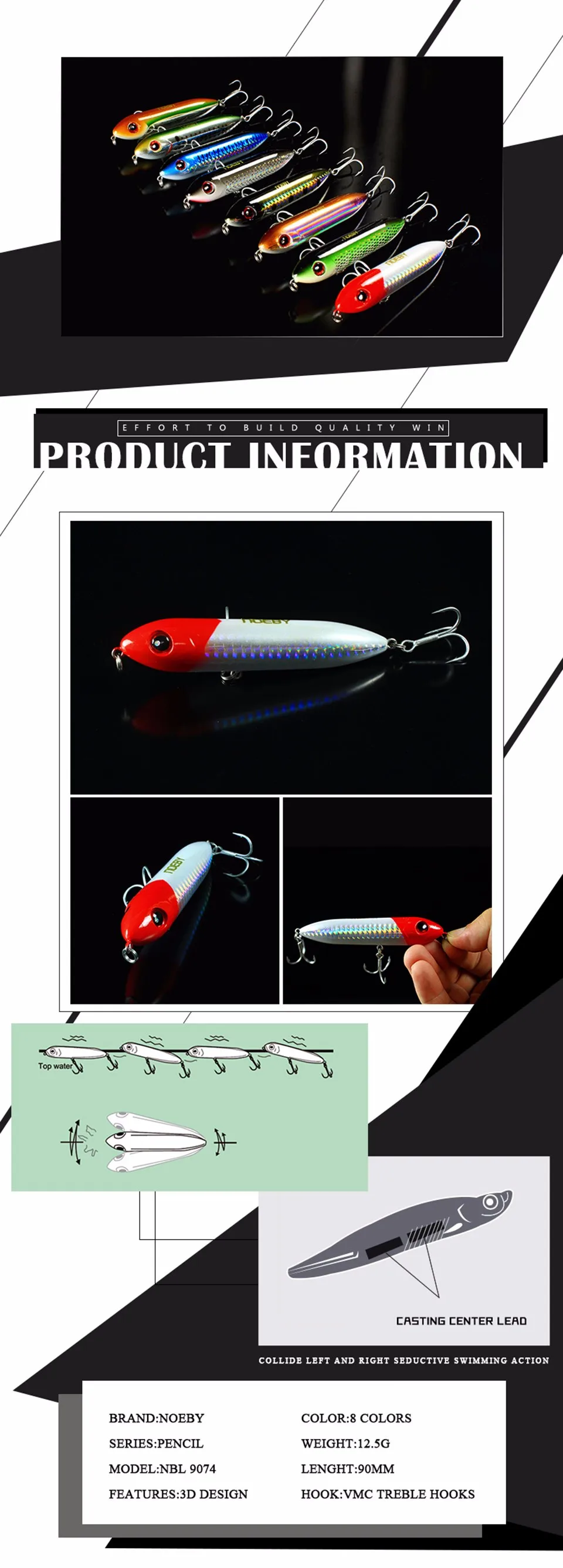Float Pencil Bait Pencil Walker Fishing Various Lure, Various - view 12