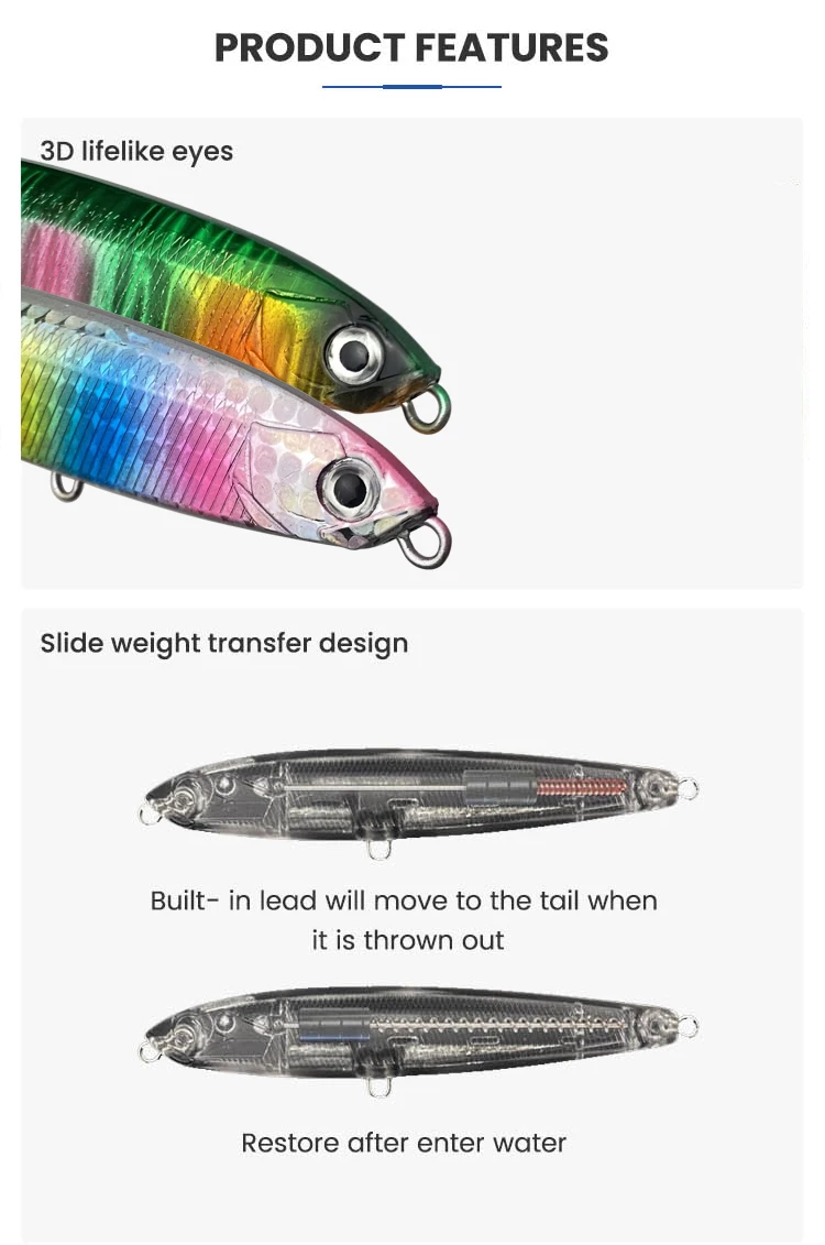 Bass Fishing Slow Sinking Minnow Swim ABS, Metal, Plastic, Various Pencil Lure - view 9