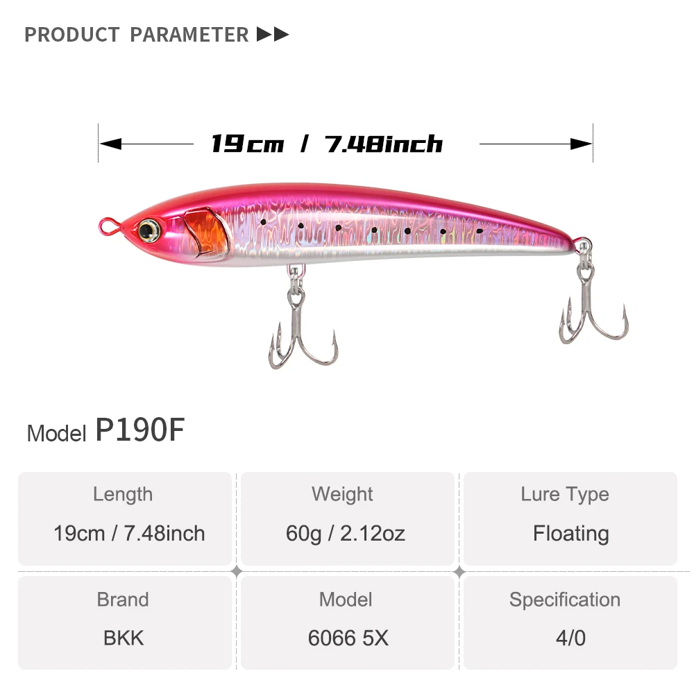 Jigging Pro 190mm 60g Hard Bait ABS Pencil Lure - view 8