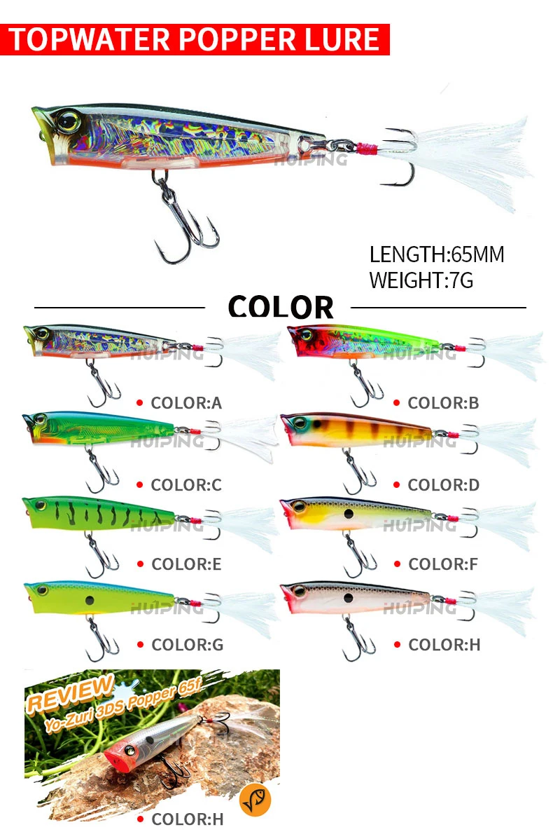 Cheery Topwater Ushpopper 3D Eyes Lure ABSPlastic Jerkbait - view 8