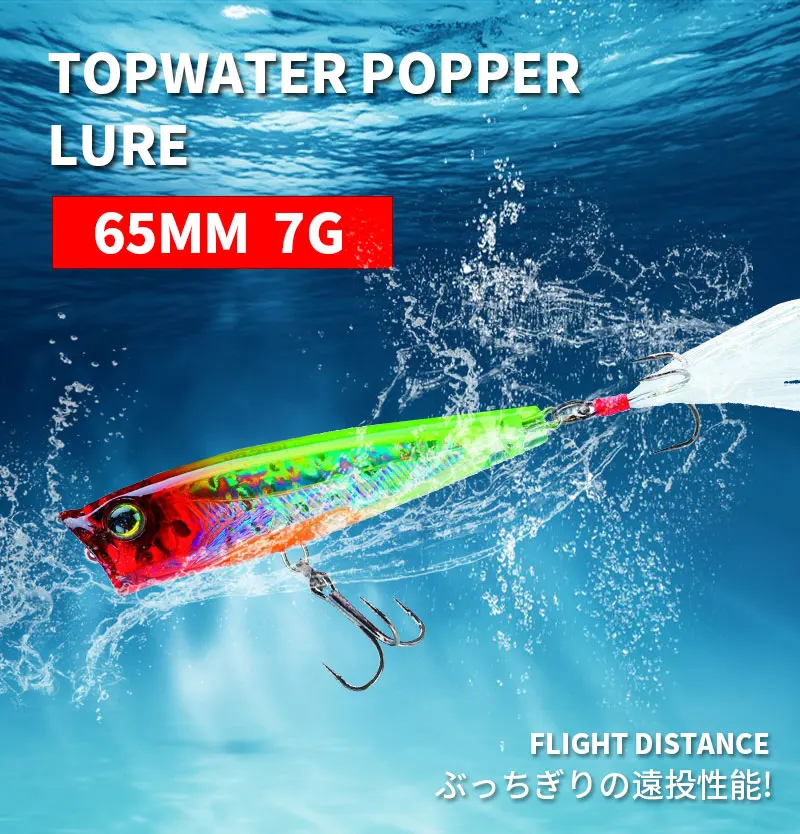 Cheery Topwater Ushpopper 3D Eyes Lure ABSPlastic Jerkbait - view 9
