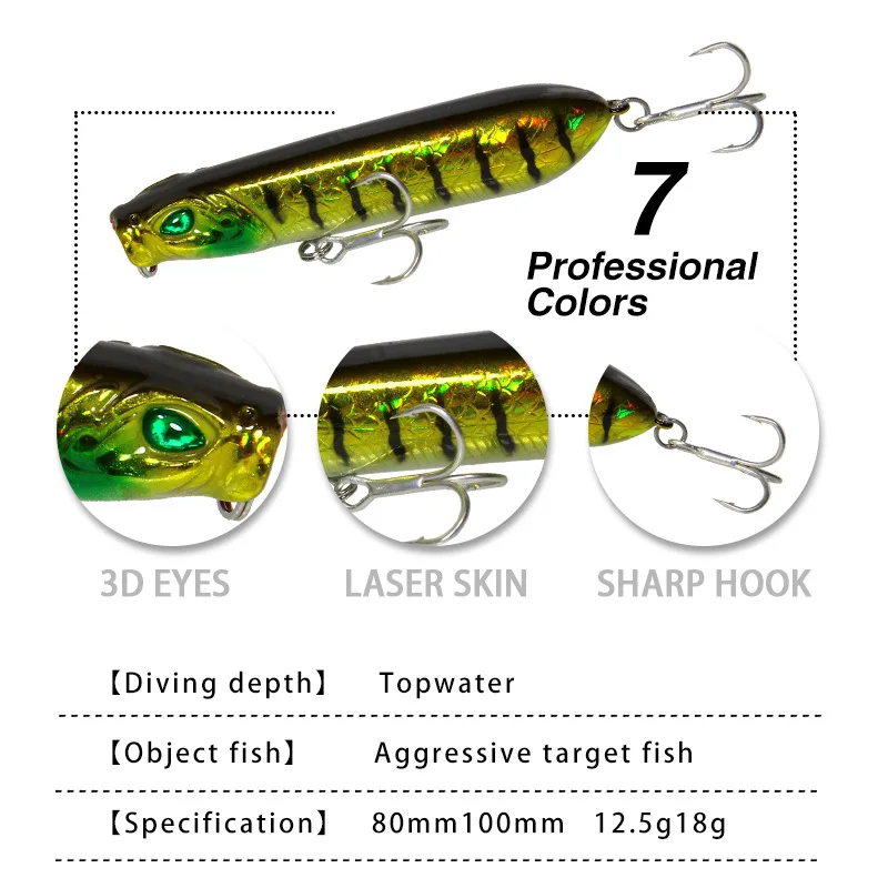 Premium Topwater Popper Bass Fishing Lure Silicone Multi-Species Lure - view 9