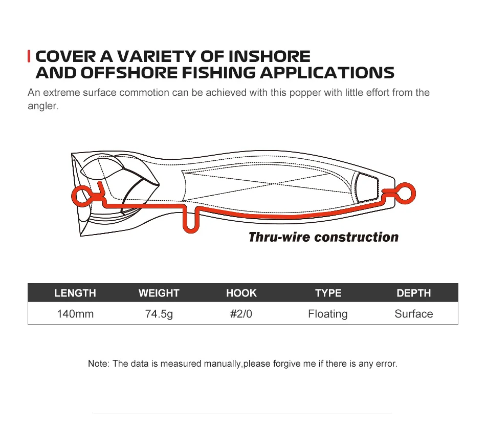 NOEBY Offshore Inshore Fishing Popping Lures ABS Hard Lure - view 8