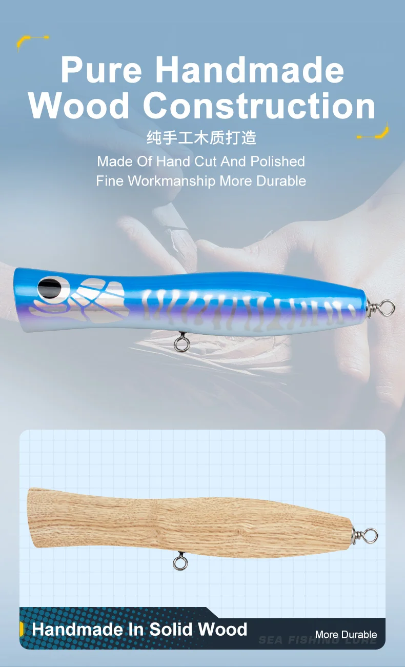 CHEERY WD130 21 9cm 120g Topwater Wooden Popper Lure - view 13