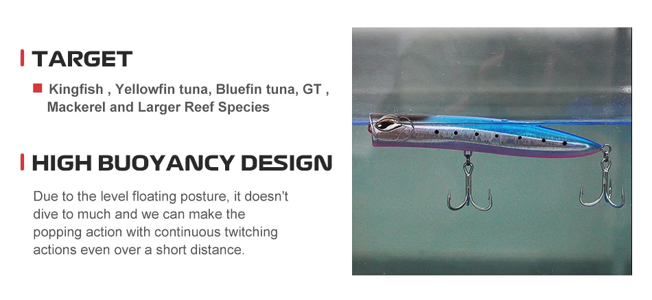 190mm 70g Saltwater Fishing Artificial Popper ABS Popper Lure - view 8