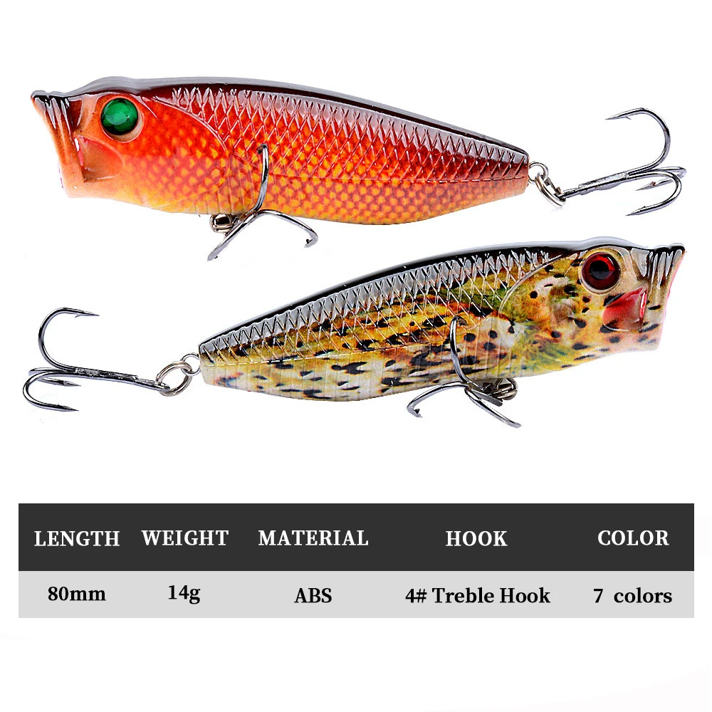 Cheery 80mm 14g Treble Hook Lifelike ABS Popper Lure - view 7